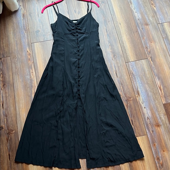 grade & gather Dresses & Skirts - Grade & Gather Medium Button Black Spaghetti Strap Midi Dress
